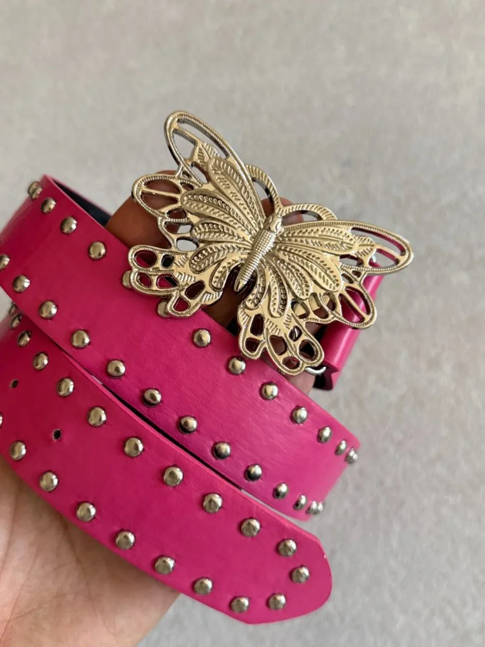 Hot Pink Studded Butterfly Belt